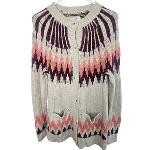 Abercrombie & Fitch Womens Nordic Fair Isle Wool Cardigan Sweater Size S Preppy